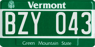 VT license plate BZY043