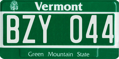 VT license plate BZY044