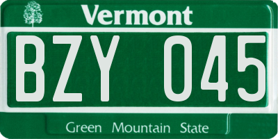 VT license plate BZY045