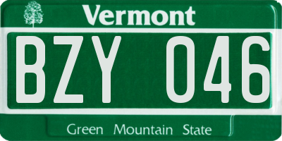 VT license plate BZY046