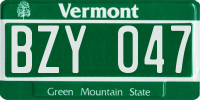 VT license plate BZY047