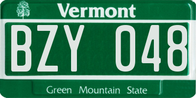 VT license plate BZY048