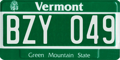 VT license plate BZY049