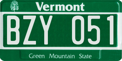 VT license plate BZY051