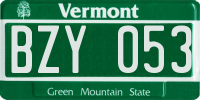VT license plate BZY053