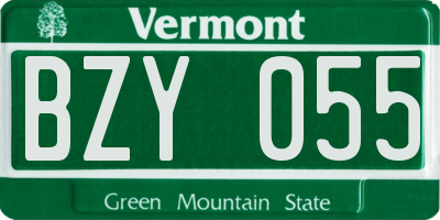 VT license plate BZY055