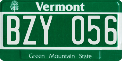 VT license plate BZY056
