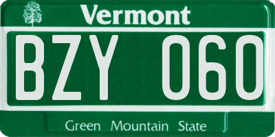 VT license plate BZY060