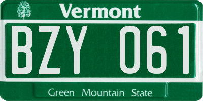 VT license plate BZY061