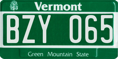 VT license plate BZY065