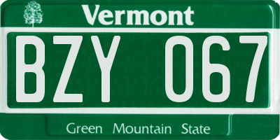 VT license plate BZY067