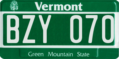 VT license plate BZY070