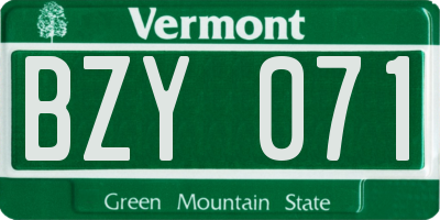 VT license plate BZY071