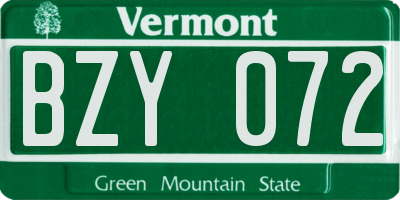 VT license plate BZY072
