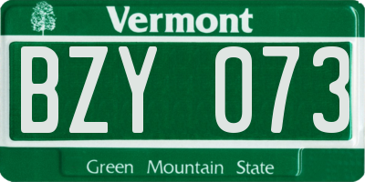VT license plate BZY073
