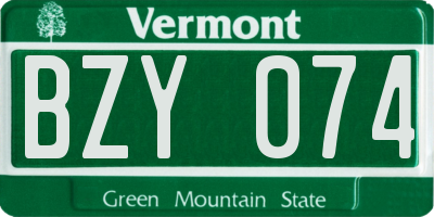 VT license plate BZY074
