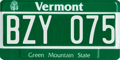 VT license plate BZY075