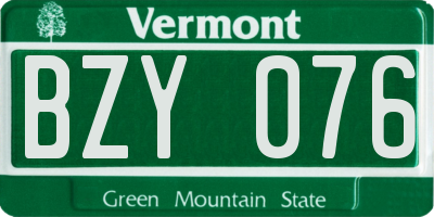 VT license plate BZY076