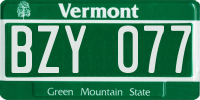 VT license plate BZY077