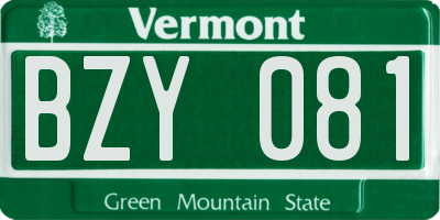 VT license plate BZY081