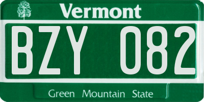 VT license plate BZY082