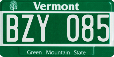 VT license plate BZY085