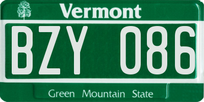 VT license plate BZY086