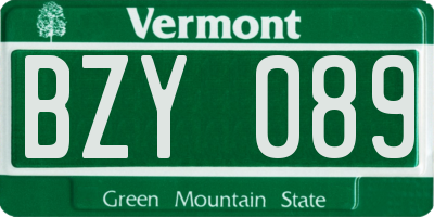VT license plate BZY089