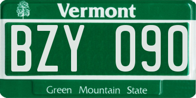 VT license plate BZY090