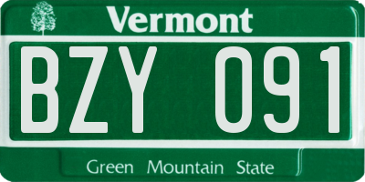 VT license plate BZY091
