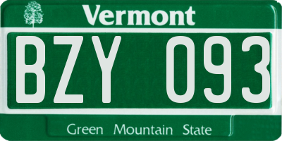 VT license plate BZY093