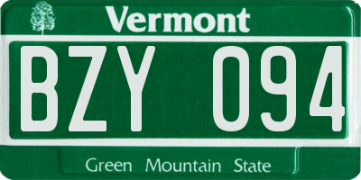 VT license plate BZY094