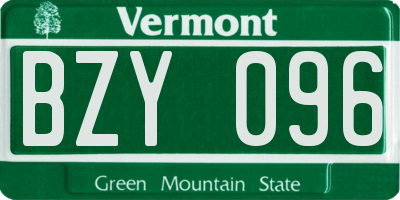 VT license plate BZY096