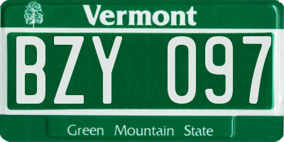 VT license plate BZY097