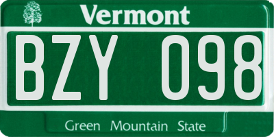 VT license plate BZY098