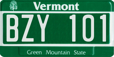 VT license plate BZY101