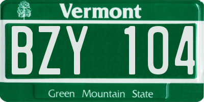 VT license plate BZY104