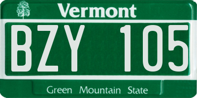 VT license plate BZY105