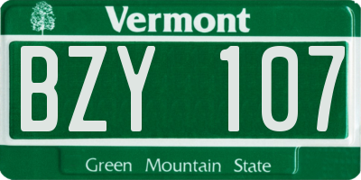 VT license plate BZY107