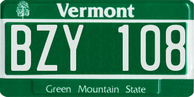 VT license plate BZY108
