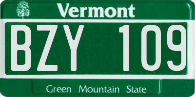 VT license plate BZY109