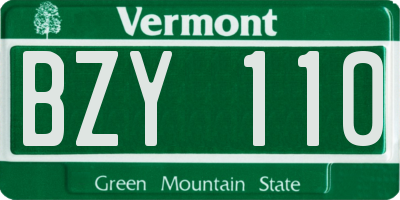 VT license plate BZY110