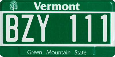 VT license plate BZY111