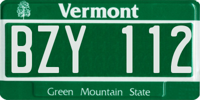VT license plate BZY112