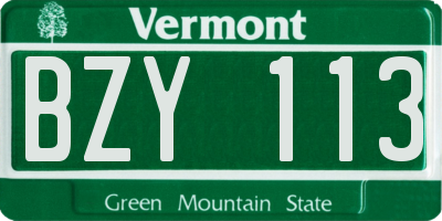 VT license plate BZY113