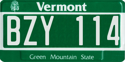 VT license plate BZY114