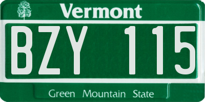 VT license plate BZY115