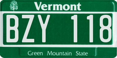 VT license plate BZY118