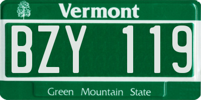 VT license plate BZY119