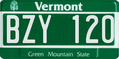 VT license plate BZY120